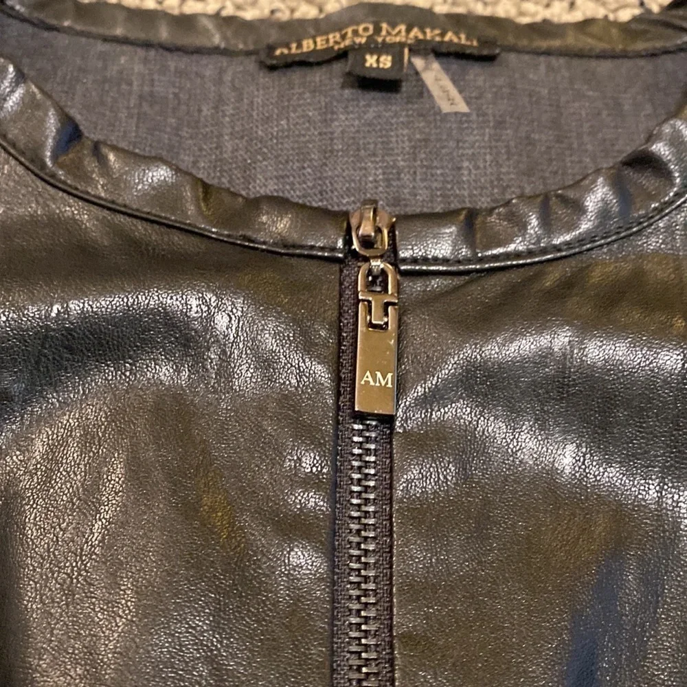 Alberto Makali Faux Leather Studded Black Zip Up Jacket  Women's Size XS in EUC